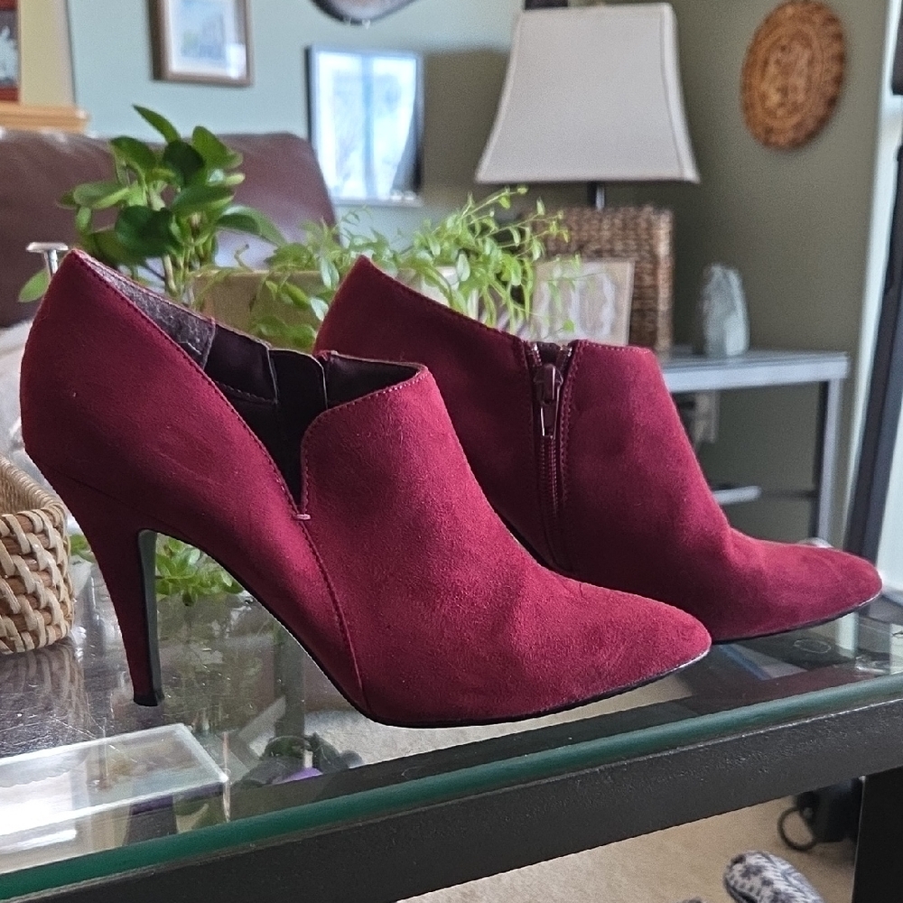 Madeline Deep Red Suede Women's Heels